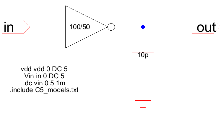 Simulation schematic for 100/50 Inverter
