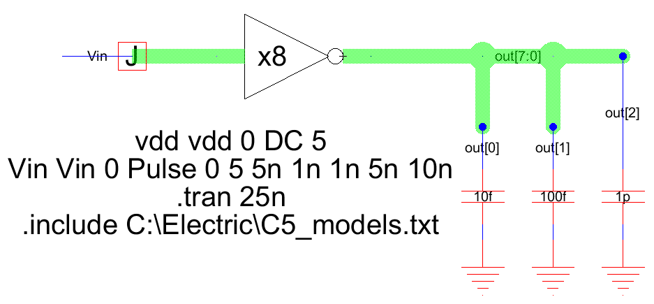 Inverter schematic with capacitances