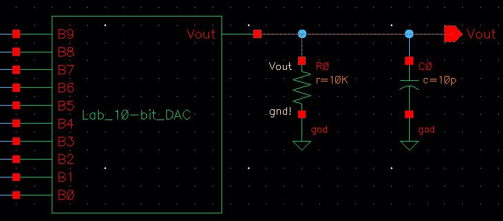 Resisitive Capacitive Load 10-bit ADC-DAC Schematic