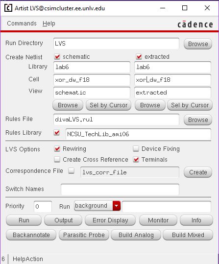 XOR LVS Parameters