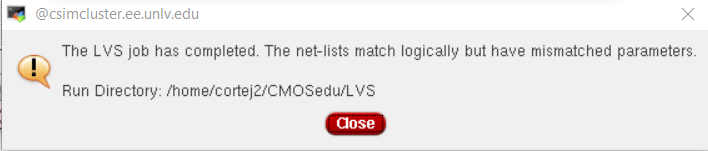 LVS error message