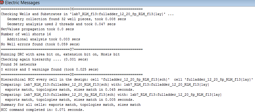 Well, DRC, LVS of 8-bit full-adder