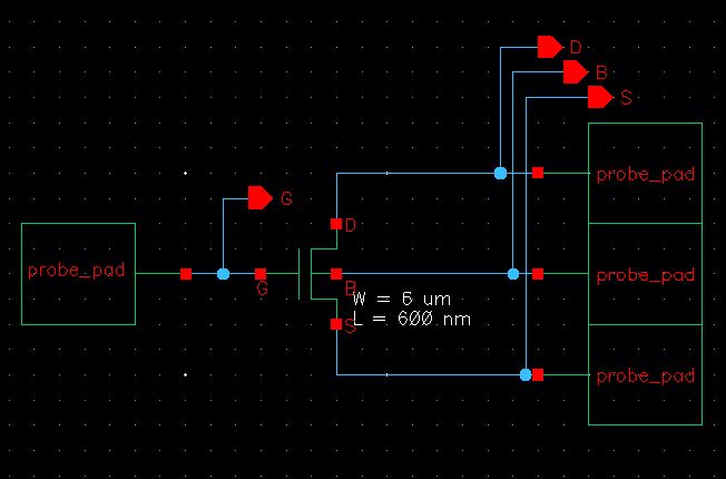 NMOS 4 probes schematic