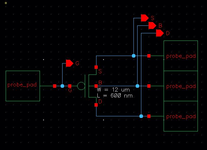 PMOS 4 probes schematic