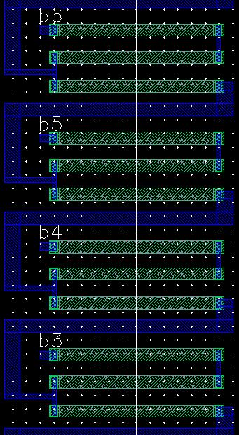 10-bit DAC layout b6-b3