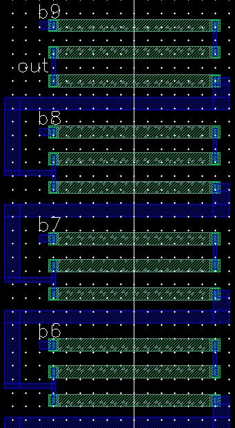 10-bit DAC layout b9-b6