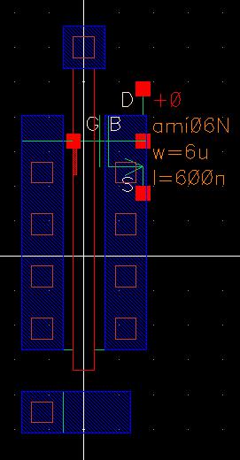 6u/600n NMOS layout extracted