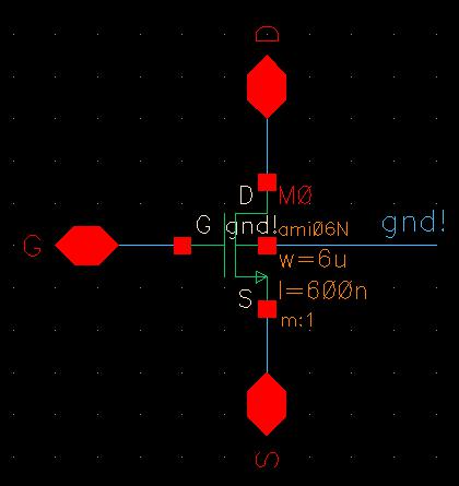 Schematic using nmos4 component