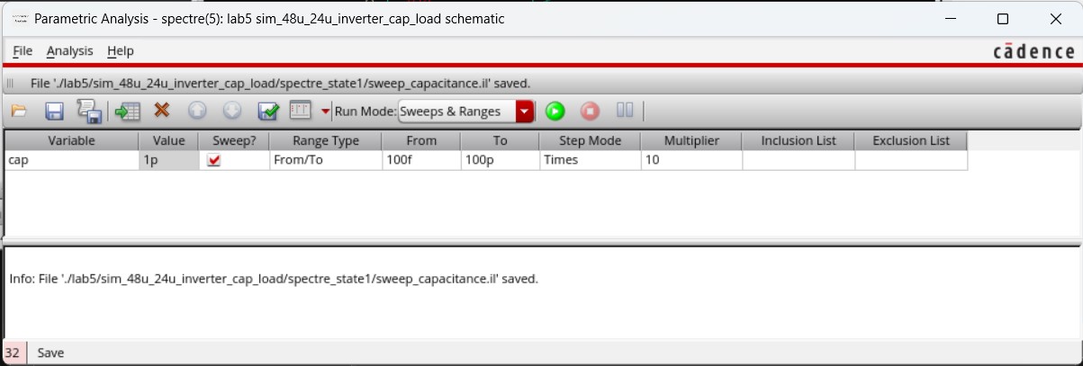 create parametric analysis for capacitance variable