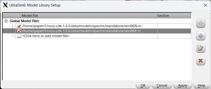 Apply MOSFET libraries to UltraSim