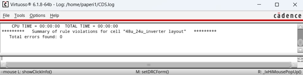 48u/24u inverter layout DRC results, 0 errors
