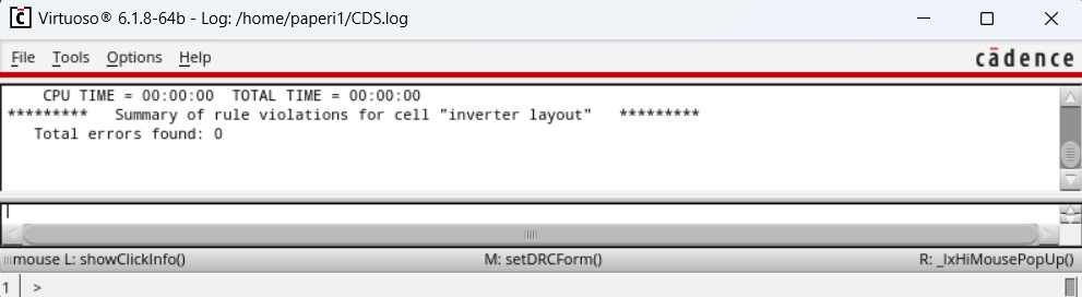 DRC results of 0 errors for 12u/6u inverter
