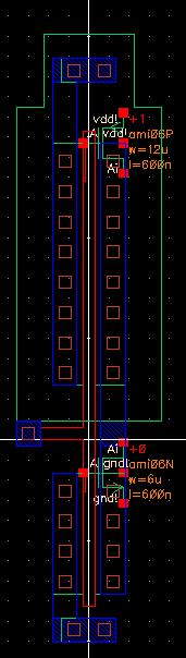 Extracted layout of 12u/6u inverter