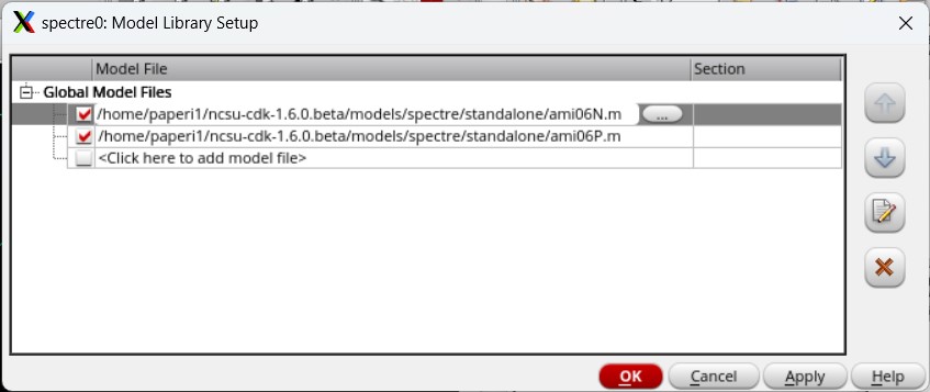 Applying MOSFET model libraries to the simulation