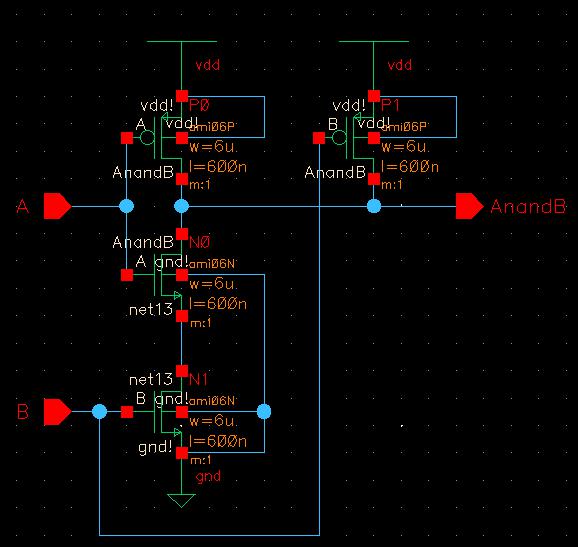 schematic of a 2-input 6u/6u NAND gate