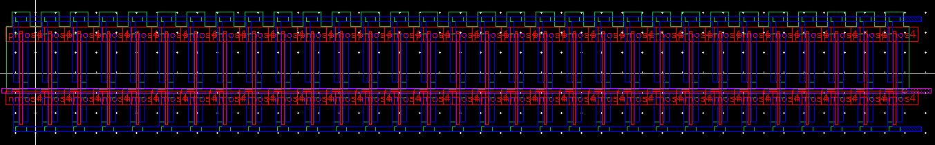 Extracted view of completed ring oscillator layout