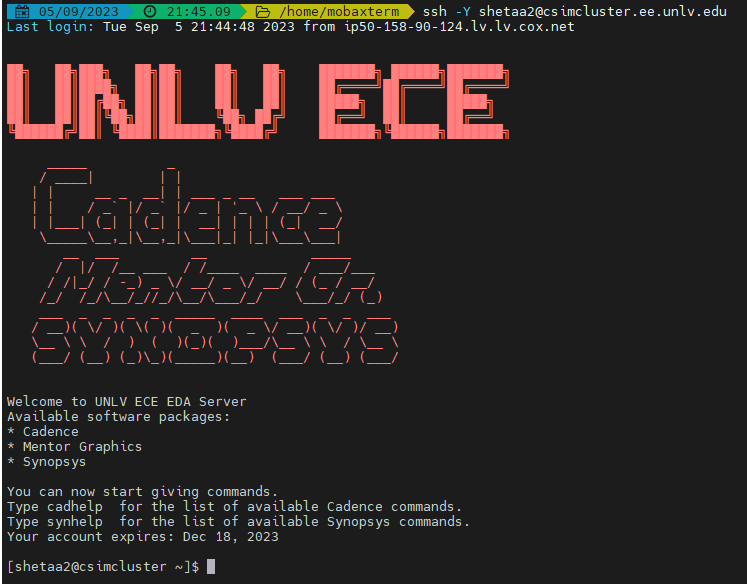 Showing I am able to login to Cadence